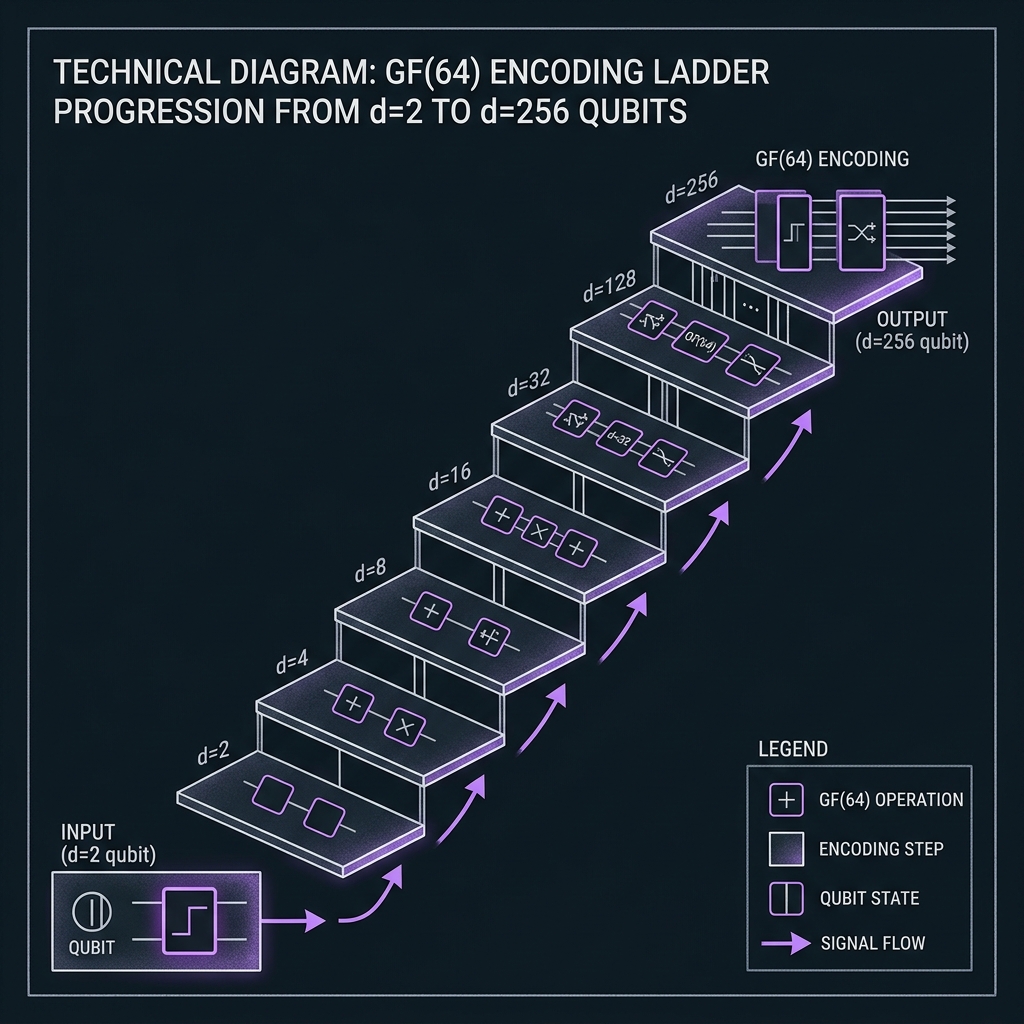 Six-rung encoding ladder from base-2 to GF(256)
