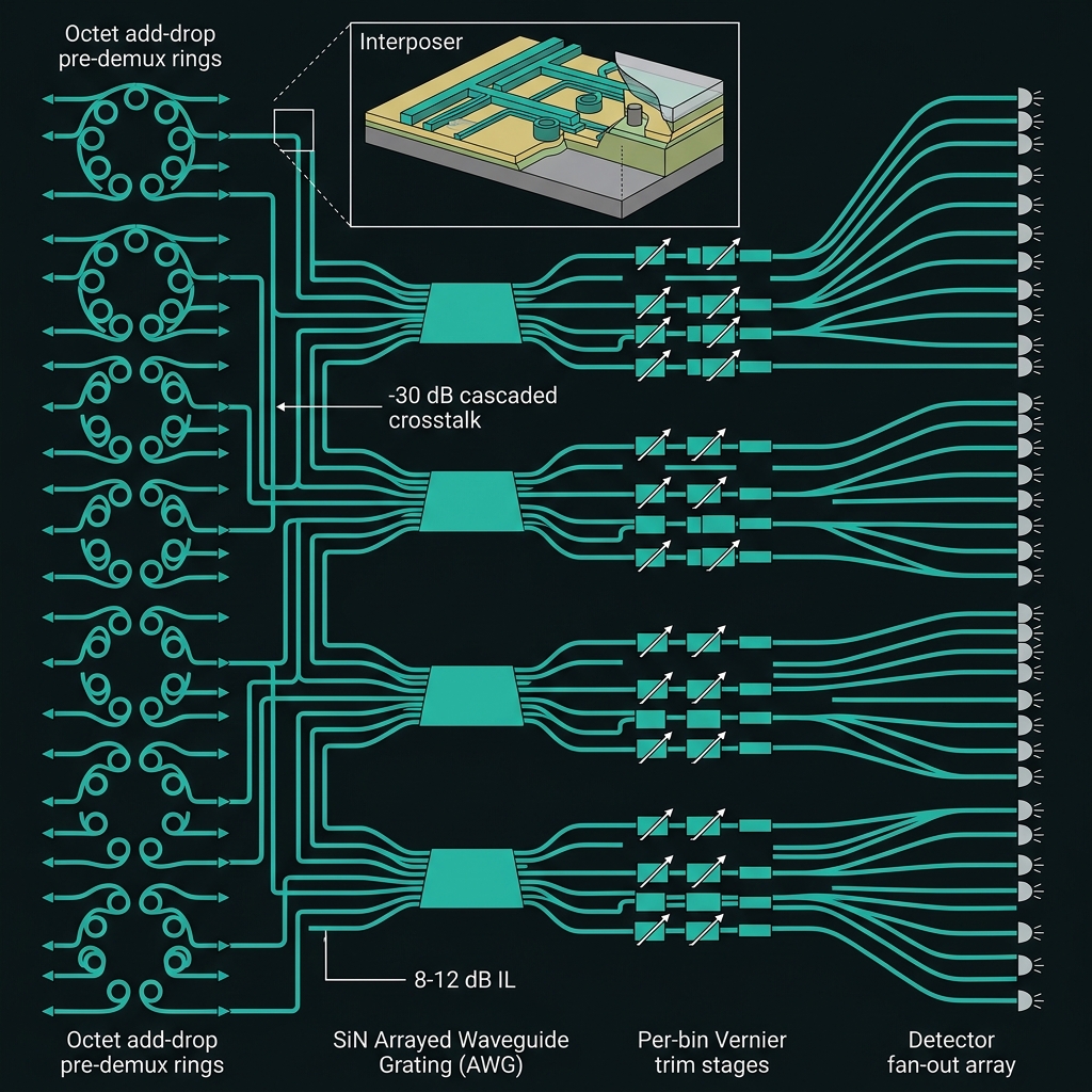 64-channel WDM routing tree