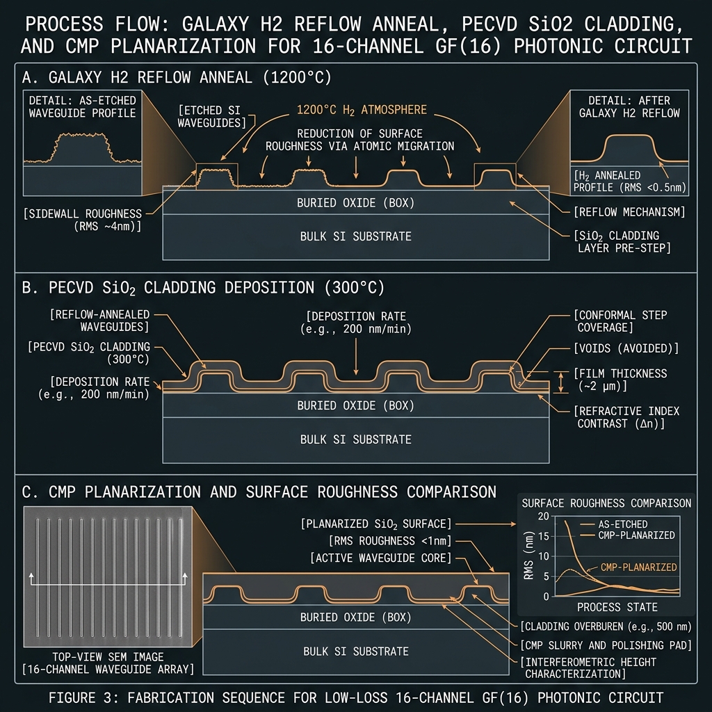 GALAXY Anneal, clad & CMP — GF(16)=GF(2⁴), d=16, 50 GHz comb