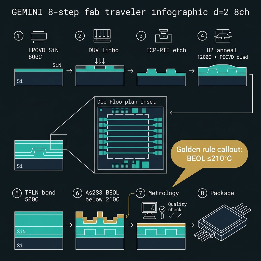 GEMINI Eight-step process traveler hero — dual-rail path qubit, d=2, — comb