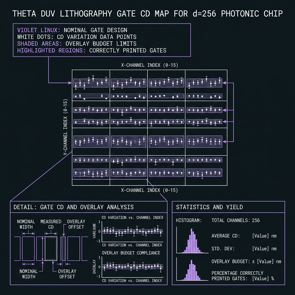 THETA Lithography & gate patterning — GF(256)=GF(2⁸), d=256, 25 GHz comb