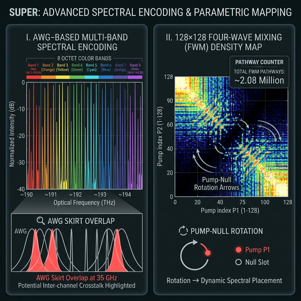 SUPER 128-bin spectral encoding and FWM density map