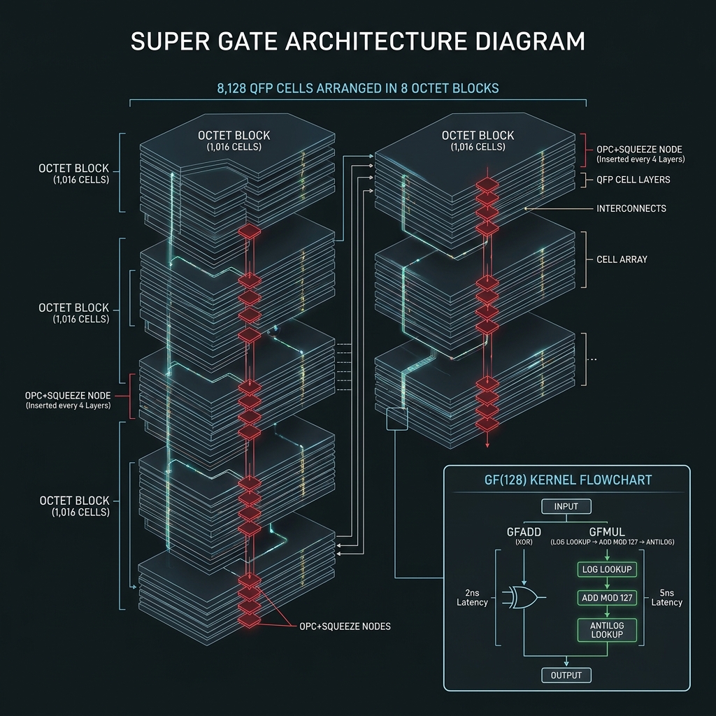 SUPER gate architecture and GF(128) kernels