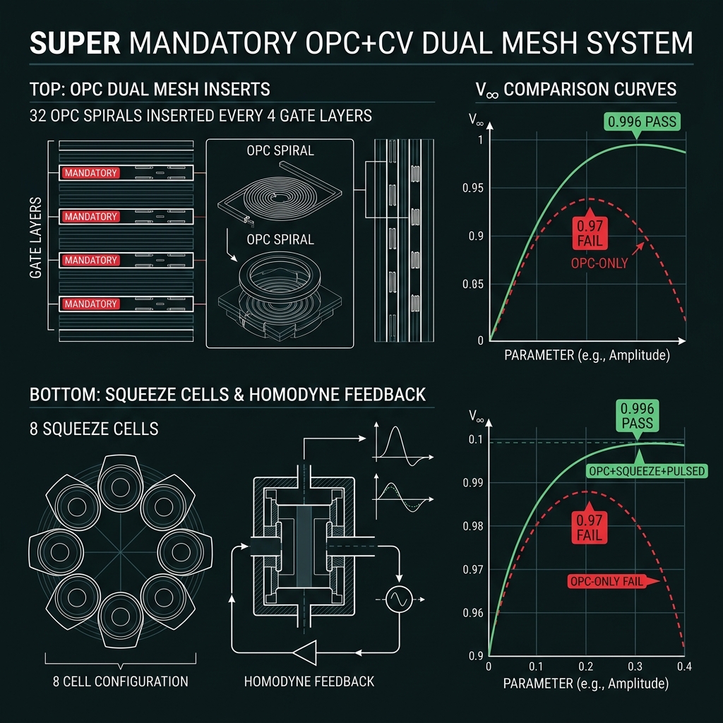 SUPER mandatory OPC+CV dual mesh and V-infinity curves