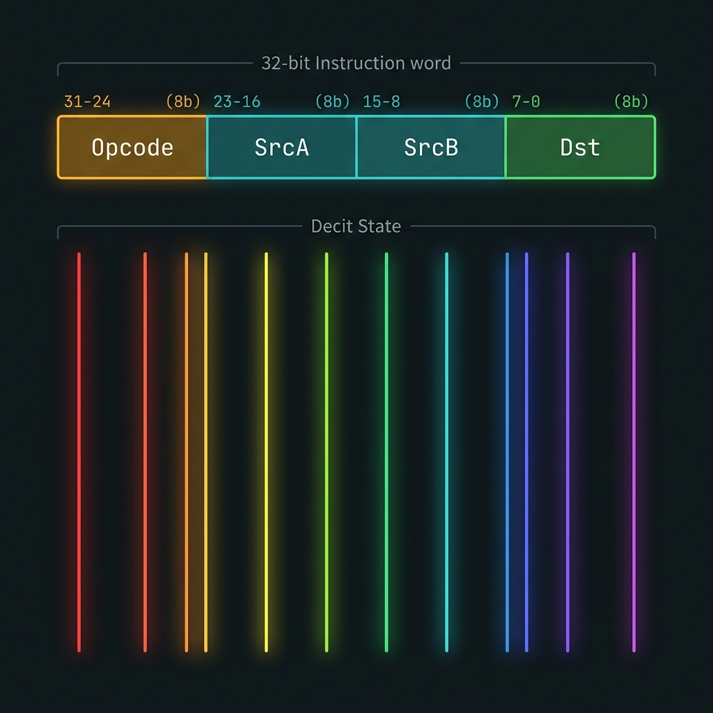 32-bit DQFP instruction word layout